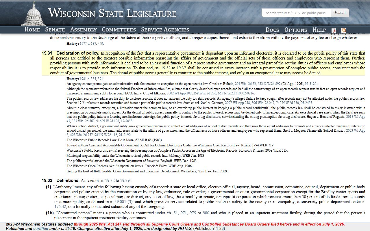Wisconsin public records policy for Green Lake County booking photos